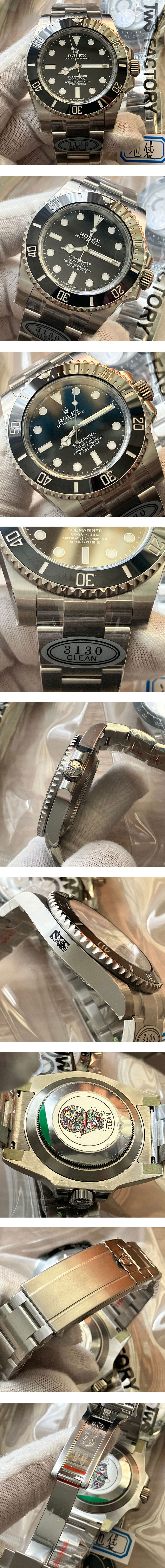 紳士腕時計 CLEAN製ROLEX サブマリーナスーパーコピー40mm 114060 ブラック 3130ムーブ 28800振動 スーパールミナンス